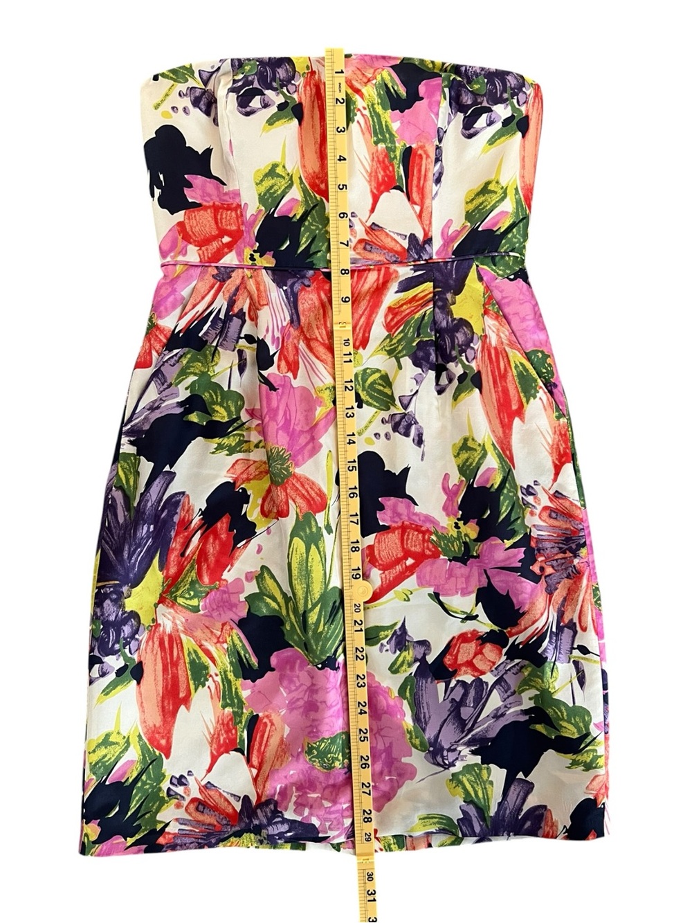 J. Crew Strapless Floral Print Cocktail Dress 100% Silk Women’s Size 4 - Picture 6 of 13